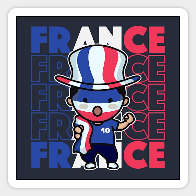 France Football Fan // Kawaii Cute French Soccer Supporter Magnet by SLAG_Creative